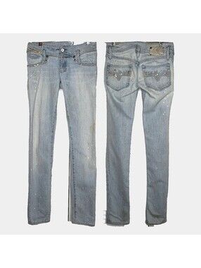 Archive Diesel Matic 71R Jeans Y2K Low Rise Sequin Pocket Italy W25 L32